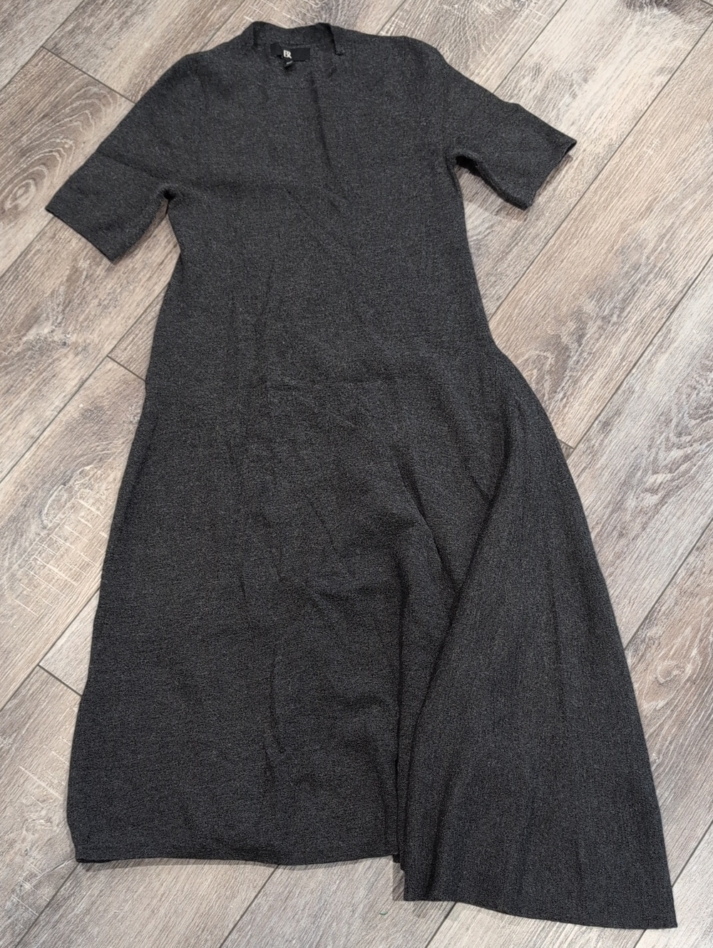 Banana Republic Black Short-Sleeve Midi Dress